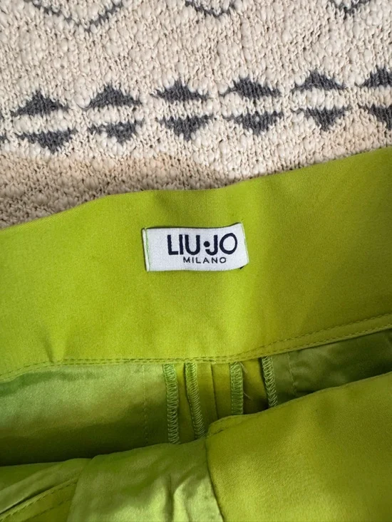 Liu Jo Lime Green Pleated High-Waist Trousers - Picture 3 of 5